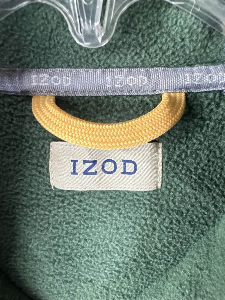 Chaqueta polar Izod verde bosque elástica cremallera completa para hombre cuerda mediana con cordones Foto 4 de 4