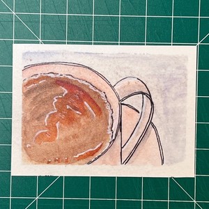 ACEO Print "Cup of Coffee" Watercolor Art S1 | Jennifer Razon | 2.5x3.5