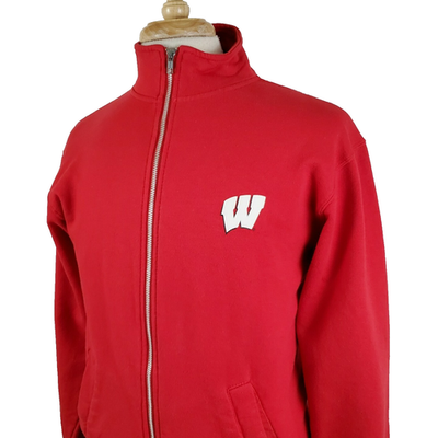 #ad #ad Champion Wisconsin Badgers Jacket Zip Up Sweatshirt Mens Medium Red 50 50 Bucky $16.99