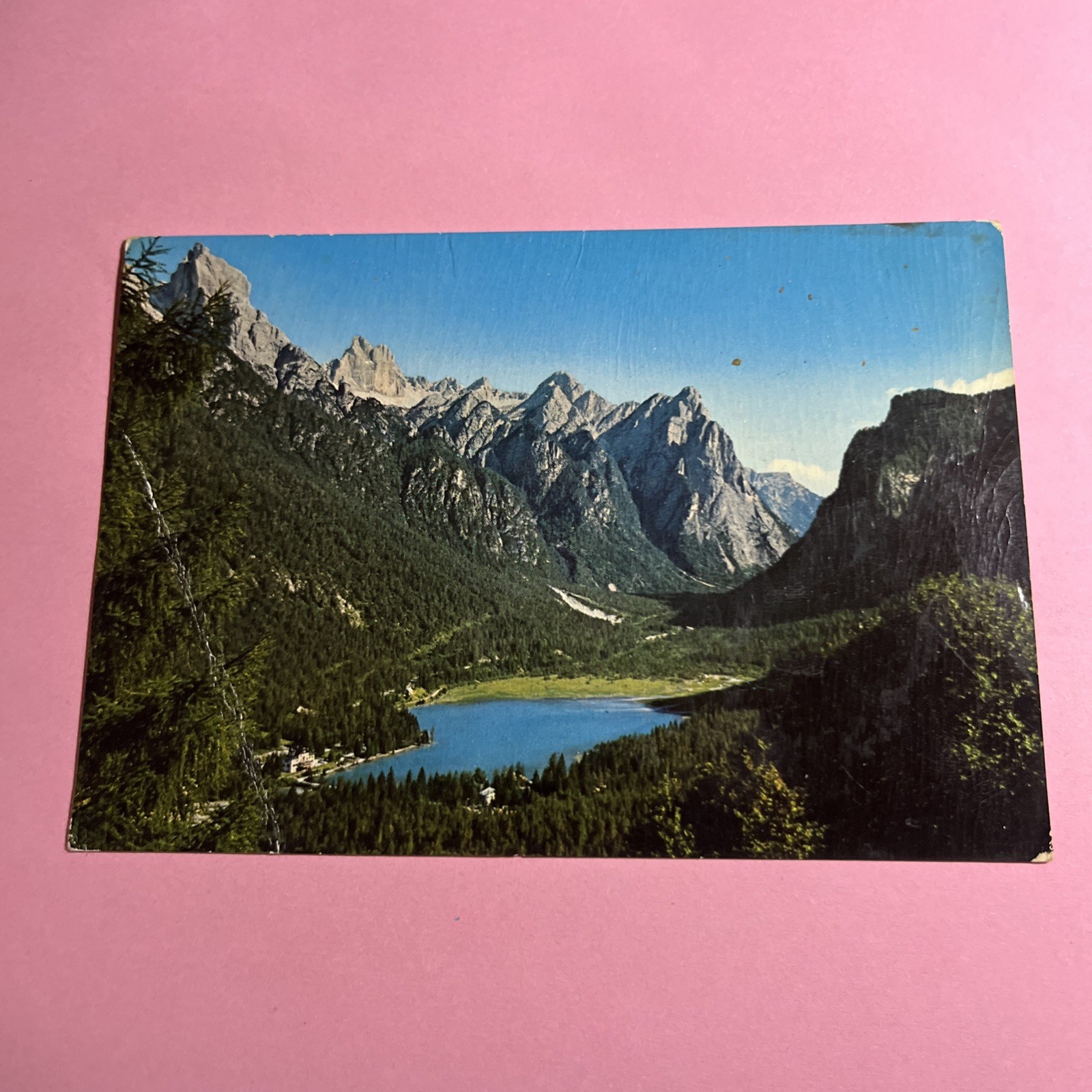 CARTOLINA A COLORI COLLEZIONE - DOLOMITI LAGO DI DOBBIACO MT. 1245 - NON VIAGG