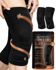 Copper Knee Brace for Men  Women 2 Pack   Non-Slip Compression Copper K