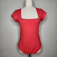 NWT Free People Square Eyes Bodysuit in Bright Red Size Large