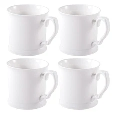 PULCHRITUDIE Fine Porcelain 16 Ounce White Mug Set for Coffee Tea Water Milk,...