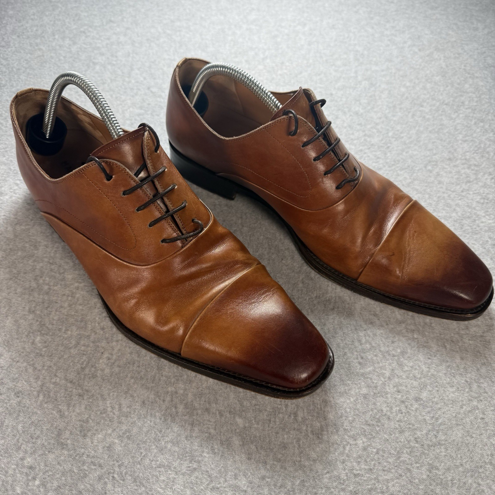 Magnanni Oxford Shoes Mens 12 M Saffron Brown Cuero Leather Cap Toe  Derby