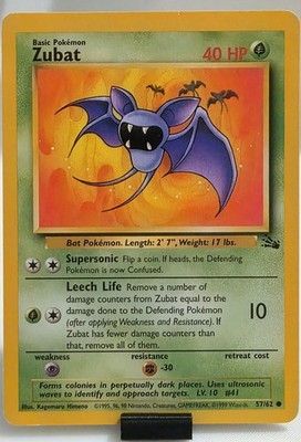 Zubat 57/62 Common Fossil Pokemon Unlimited