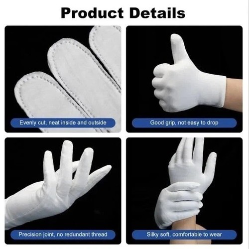 3 Paar weiße Baumwollhandschuhe feuchtigkeitsspendend Schlaf Spa trockene Handpflege - Bild 2 von 5