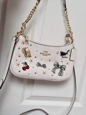 NWT Coach Teri Shoulder Bag With Pins CCE87 Limited Edition Chalk