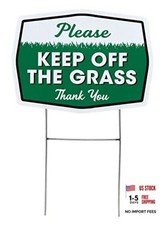 Please Keep Off Grass Yard Sign with Stake, Double Sided, 11.5" x 8.5" - 1 Pack