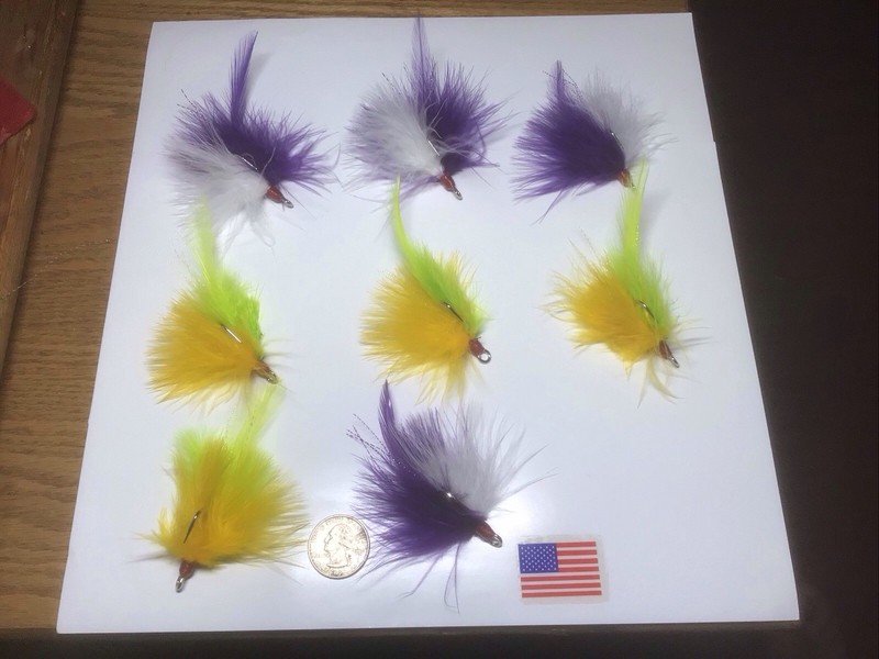 8 Dressed Size 1 Treble Hooks. Marabou Feathers And Hackle With flashing.