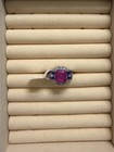 Lab-Created Purple Fluorite Quartz Prong Cocktail Ring Rhodium Plated Size 6 — photo 4