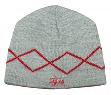 Stussy Old Logo Embroidered Knit Cap Hat Grey Vintage Used