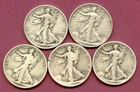 Liberty Walking Half Dollar Lot (5) 1917, 1918, 1933 S, 1936, 1939 D