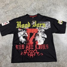 Camisa Red Ape Attitude Para Hombres Grande 4X Negra Calavera Gráfica Camiseta Urbana Ropa de Calle
