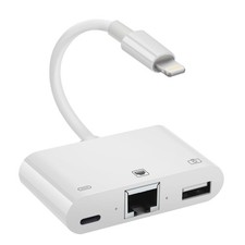 Lightning to RJ45 Ethernet Adapter Network Adapter, with Charge Port and USB ...