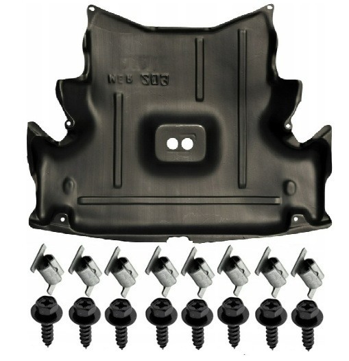 Plaque sous moteur avec set de fixation pour Mercedes Classe C W203 de 2000 à 2007 en ABS noir