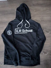 Cornell University ILR School - Men's M Black Hoodie with White Drawstring