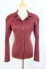 PLEATS PLEASE Burgundy Long Sleeve Blouse Top 174 9895