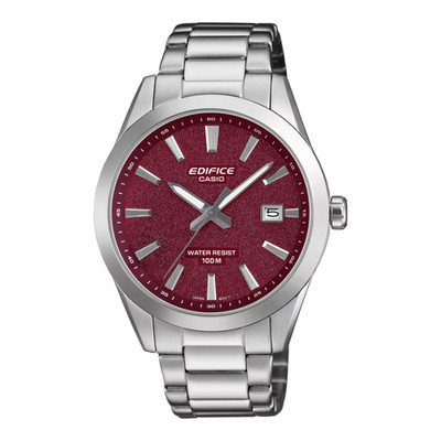 Casio Edifice EFV-160D-4A 40mm Red Dial Stainless Steel Band New Men's Watch