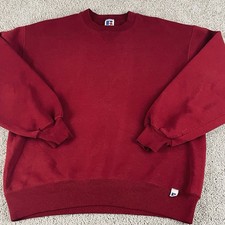VTG 90s Russell Athletic Crewneck Sweatshirt Men XL Red Blank Made in USA E82