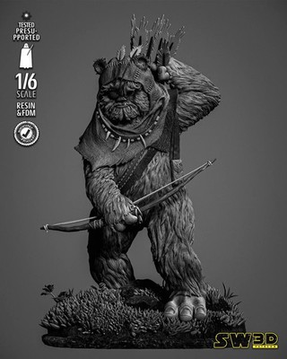 3D gedruckt 16K FAN MADE SW3D - Ewok 3 Skulptur Maßstab 1/6