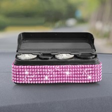 Bling Coin Holder for Car, Change Organizer Compatible With Most Cars  -Pink