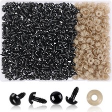 UPINS 600 Pieces 8MM Safety Eyes with Washers Black Plastic 8MM,