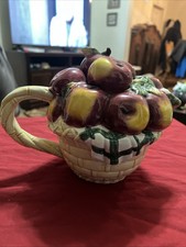 Vintage Teapot Shaped Like An Apple Basket