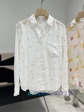 Brand New Rails Women Long Sleeve Star Printing White Charli Shirt XS/S/M