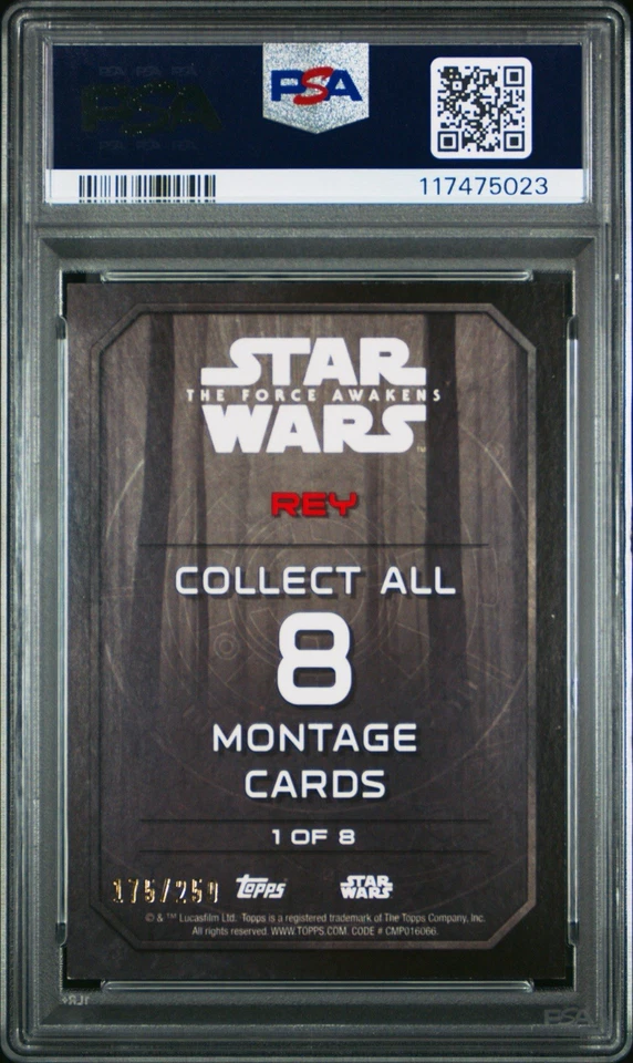 Rey 2015 Star Wars The Force Awakens Character Montages Foil /250 PSA 7 Rookie - Image 2 of 2
