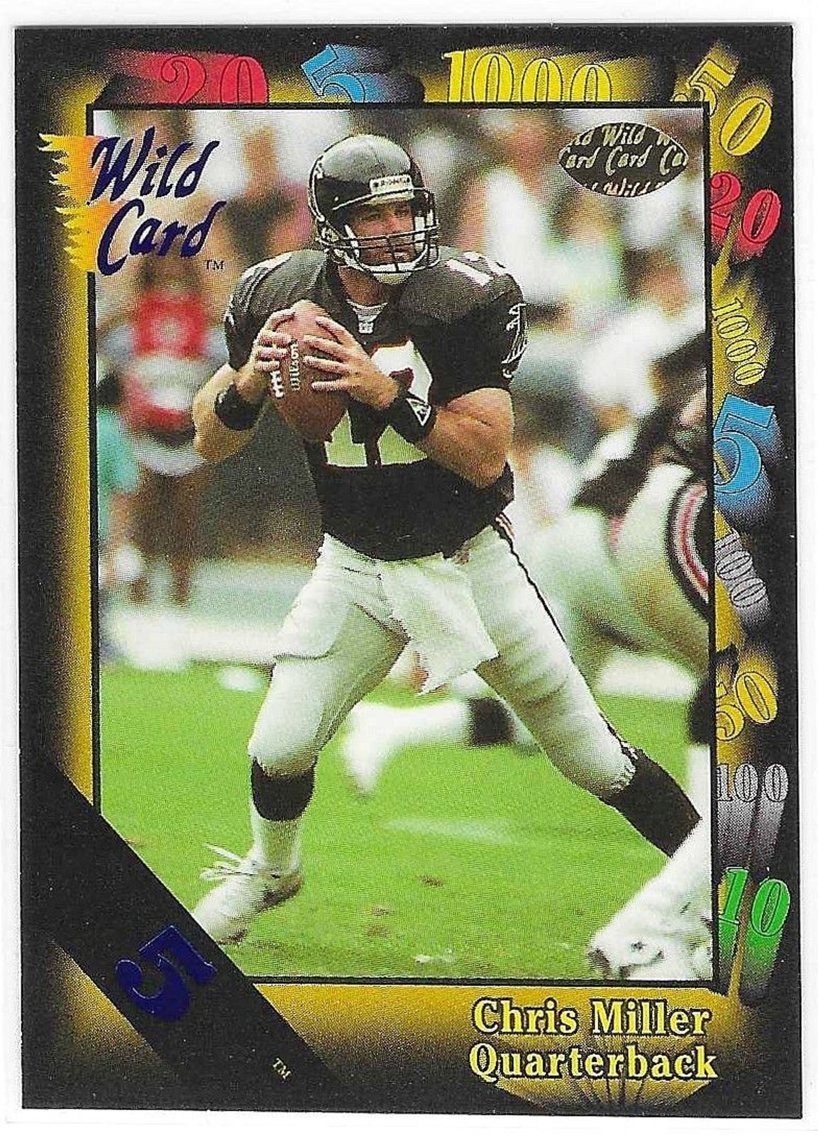 1991 Wild Card #123 Chris Miller 5 Stripe Parallel Football Card