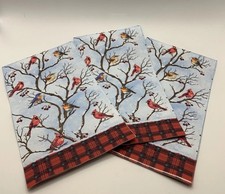 3 Christmas Winter Cardinal/Bird Dinner Size Paper Napkins For Crafts/Decoupage