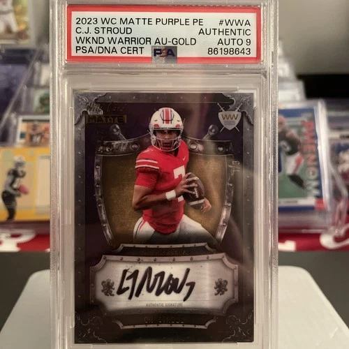 2023 Wild Card Matte Weekend Warrior C.J. Stroud On-Card Auto Purple 1/3 PSA 9