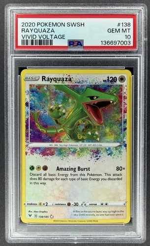Pokémon TCG Rayquaza Amazing Rare Card #138/185 Vivid Voltage PSA GEM MT 10