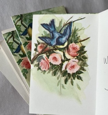 4 Vintage 50 s Blue Bird Thank You Shower Little Cards And Envelopes  Ephemera