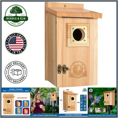 Birdhouse for Outside with Copper Guard, Ideal for Bluebirds and Swallows