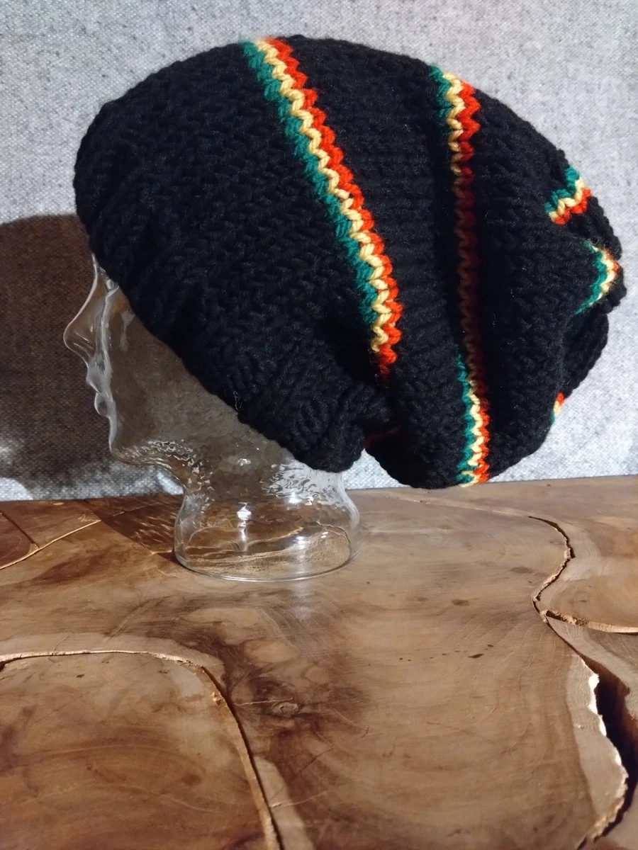 Cappello Rastafariano Nero 100% Cotone Unisex - Dreadlocks Reggae Marley Taglia M/L