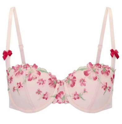 Adore Me Daphne push up Balconette Bra Pink Floral Embroidered 40B