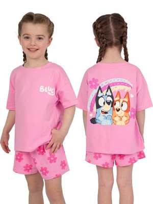 Bluey Girls Shirt and Shorts Set, Outfit Bingo T-Shirt 5, Pink