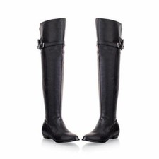 Women Ladies over Knee High Boots Riding Buckle Pull On Faux Leather Shoes Boots
