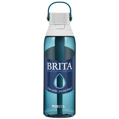 #ad Brita 26oz Hard Sided Water Bottle Sea Glass w Built In Filter BPA Free $16.95