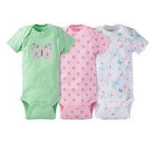 Gerber Baby Girls 3-Pack Butterfly Onesies Bodysuits Size 0-3M BABY CLOTHES GIFT