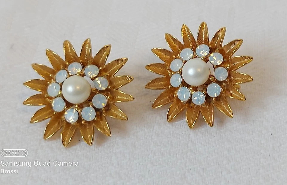 Ohrclips -Red Collins-Studio Signiert Opaline Clips Ohrschmuck Crystal  - Bild 3 von 4