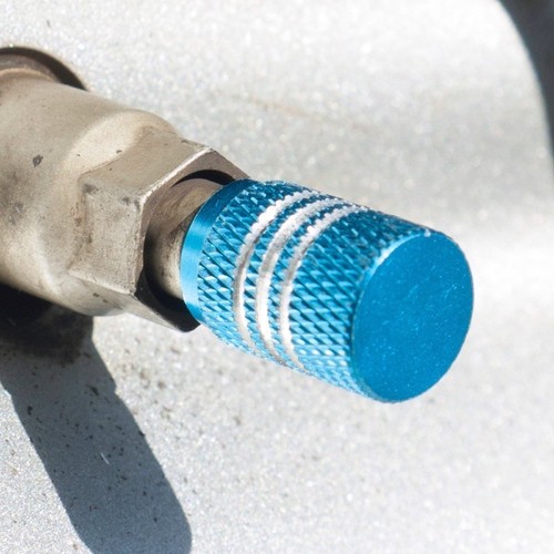 Fit Toyota Subaru Tesla 4pcs Sky Blue Anti-slip Tire Valve Cap Rubber Ring Seal