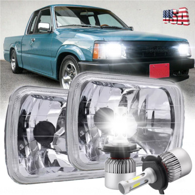 For Mazda B2200 B2000 B2600 GLC 5x7'' 7X6'' Squared LED Headlight DRL Hi-Lo Beam