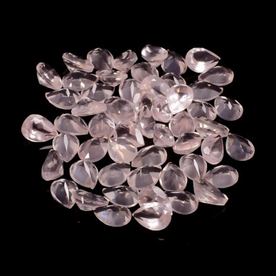 100 PC Natürlich Rose Quarz 5x3mm Birne Kalibriert Größe Facettiert Schliff Lose