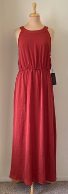 Rachel Zoe Size 12 L Paprika Orange/Red Sleeveless Maxi Dress NWT