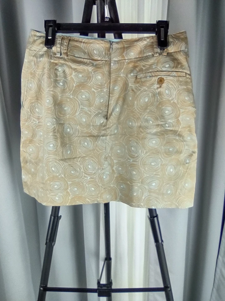 Sport Haley Cotton Blend Golf Skort In Tan/Brown/Gold With Blue Accents. Size 6  - Image 2 of 4