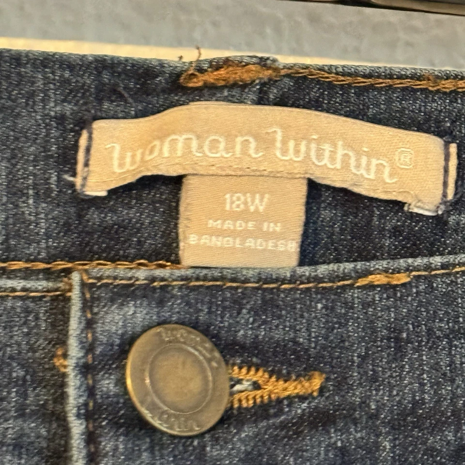 Woman Within Jeans Size 18W Elastic Waist Flair Women Jeans - Image 3 of 4