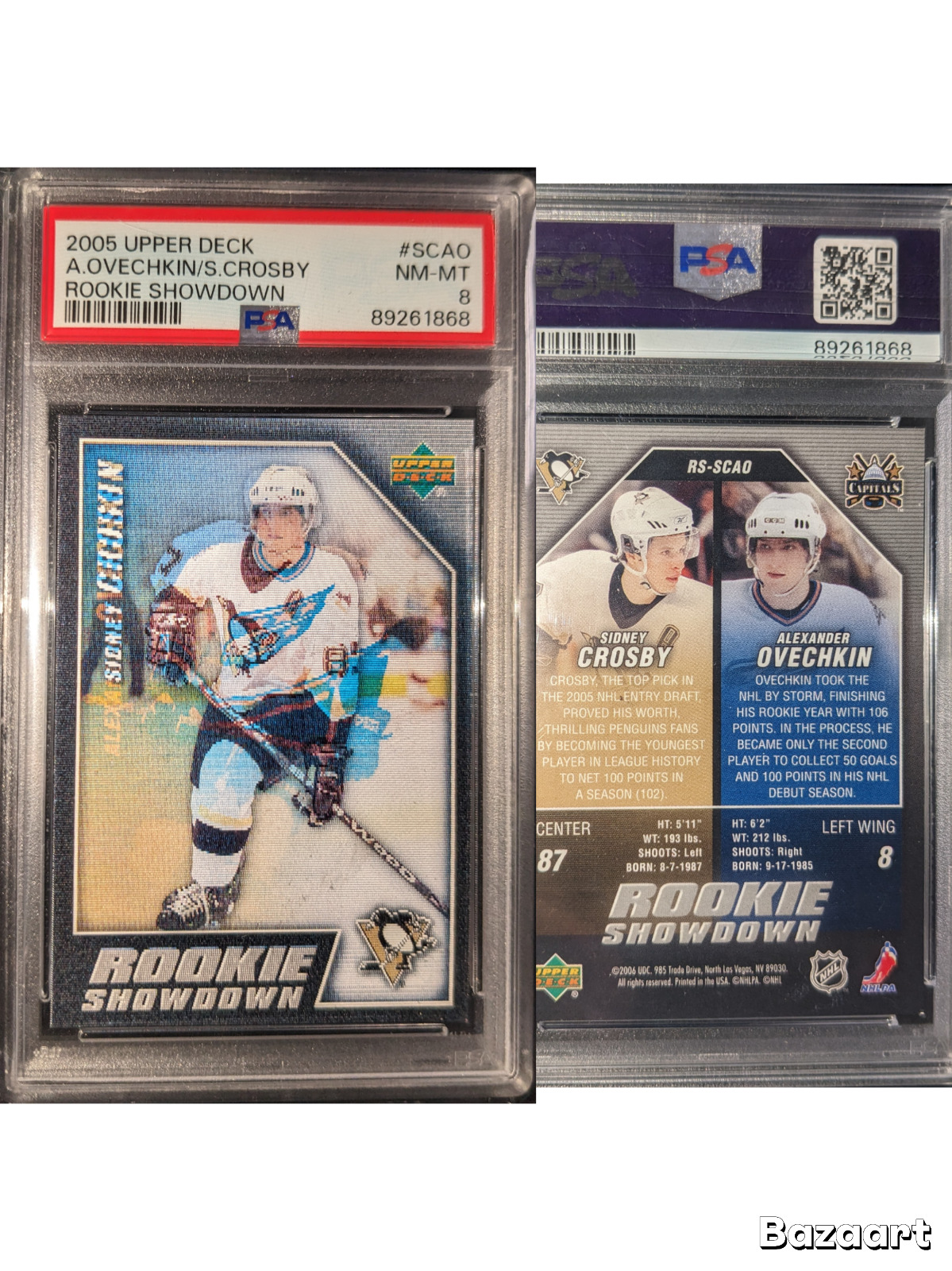 PSA 8 Crosby & Ovechkin Rookie Showdown 2005 Upper Deck (Lenticular Technology)