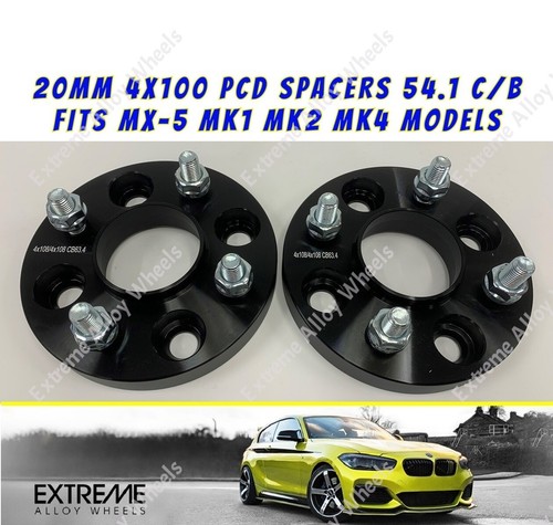 Bolt On Wheel Spacers 20mm For Mazda MX-5 MX5 Mk1 Mk2 Mk4 Models 4x100 54.1 x 2 - Picture 1 of 7